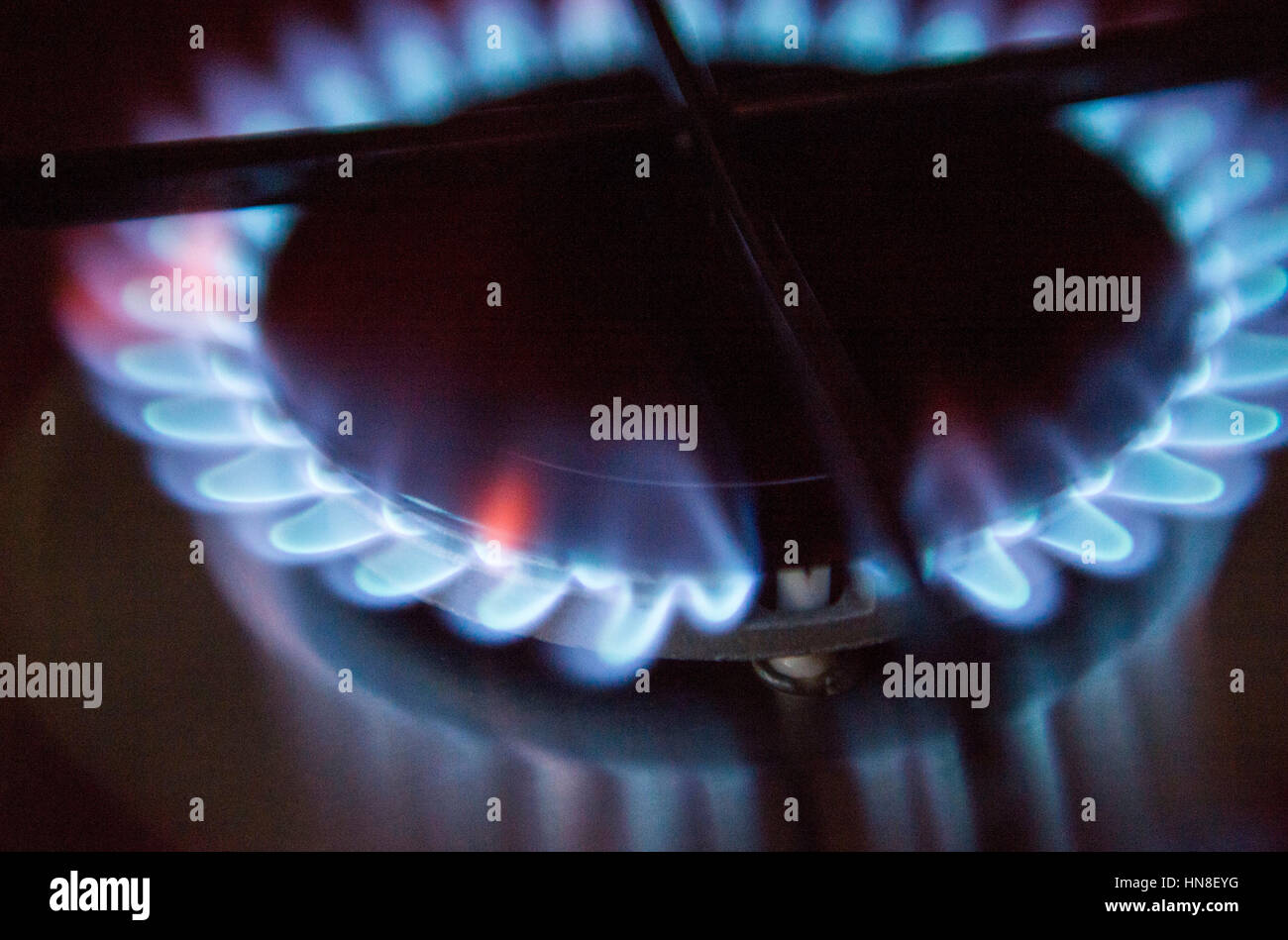 Gas hob cooker flame alight cost of energy UK Stock Photo Alamy