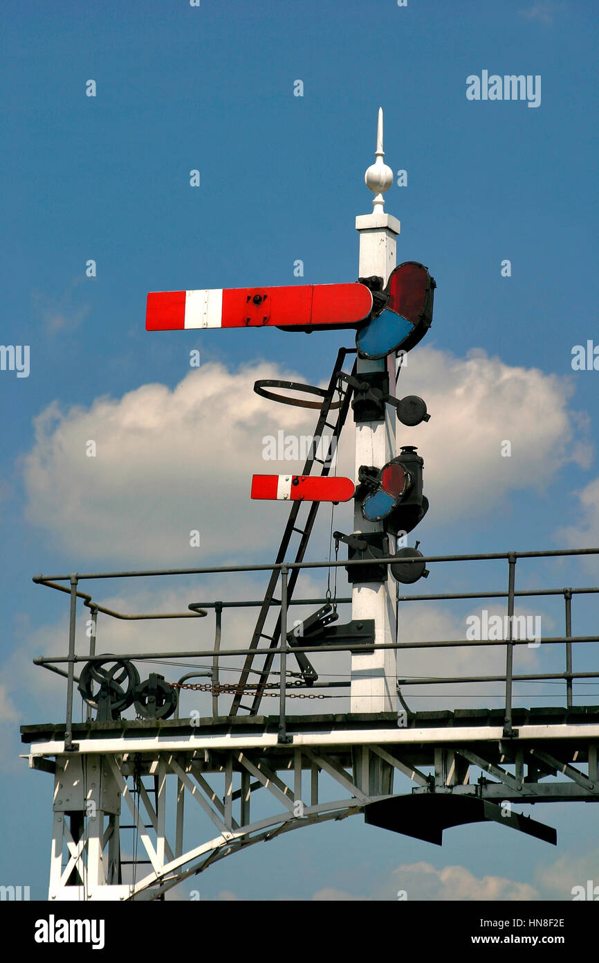British Railway semaphore signals, Stock Photo