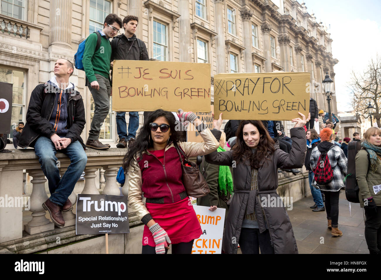 Stop Trump March. A protest march was held in London to call for the ban on the Muslim countries to be lifted. Stock Photo