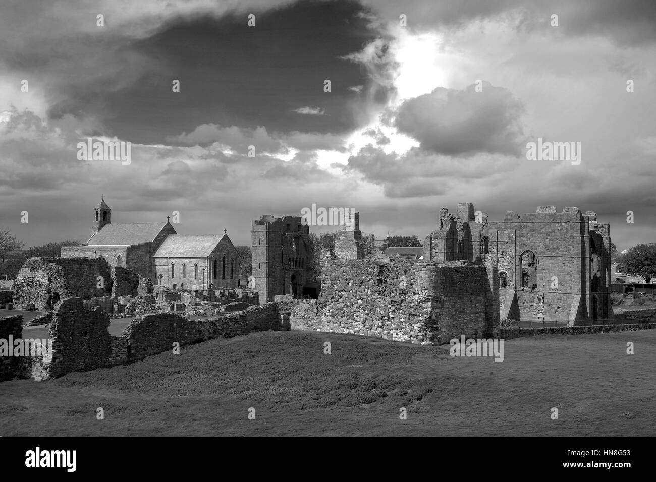 St Marys Church and Lindisfarne Abbey, Holy Island Lindisfarne, North Northumberland Coast