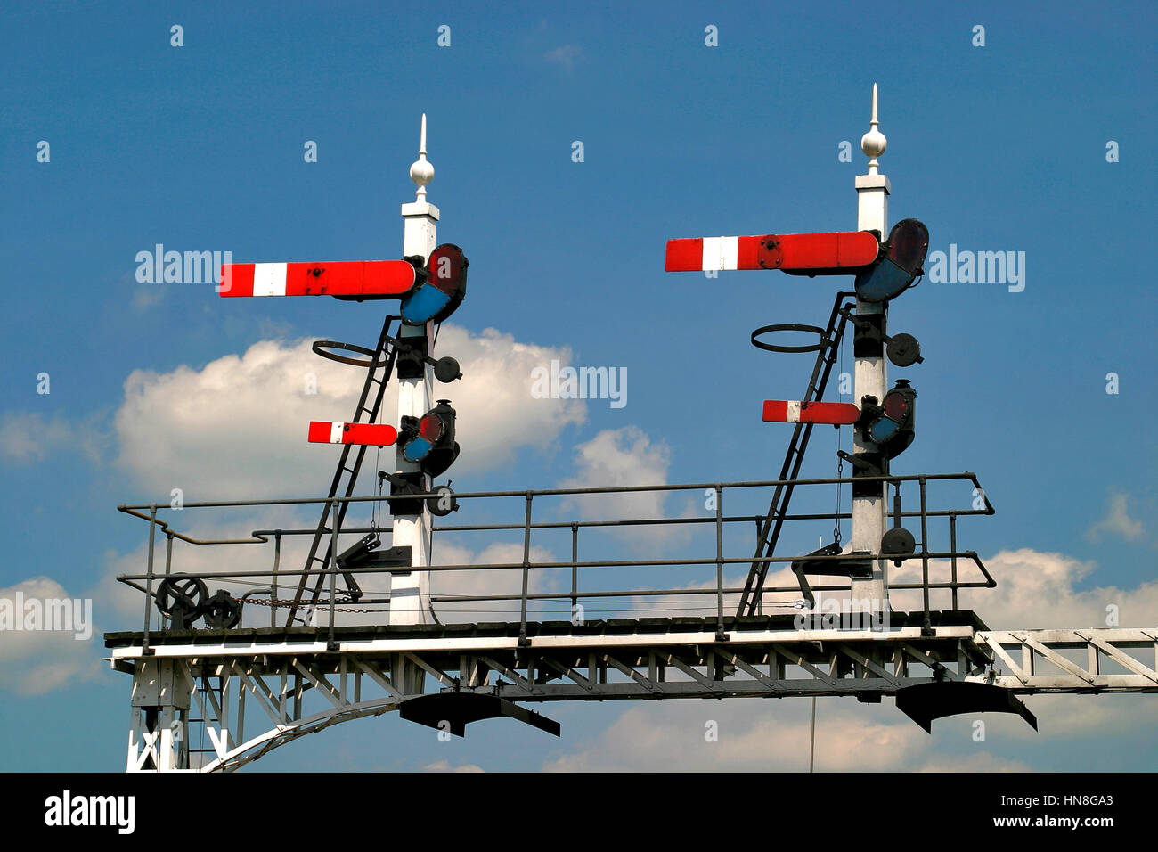 British Railway semaphore signals, Stock Photo