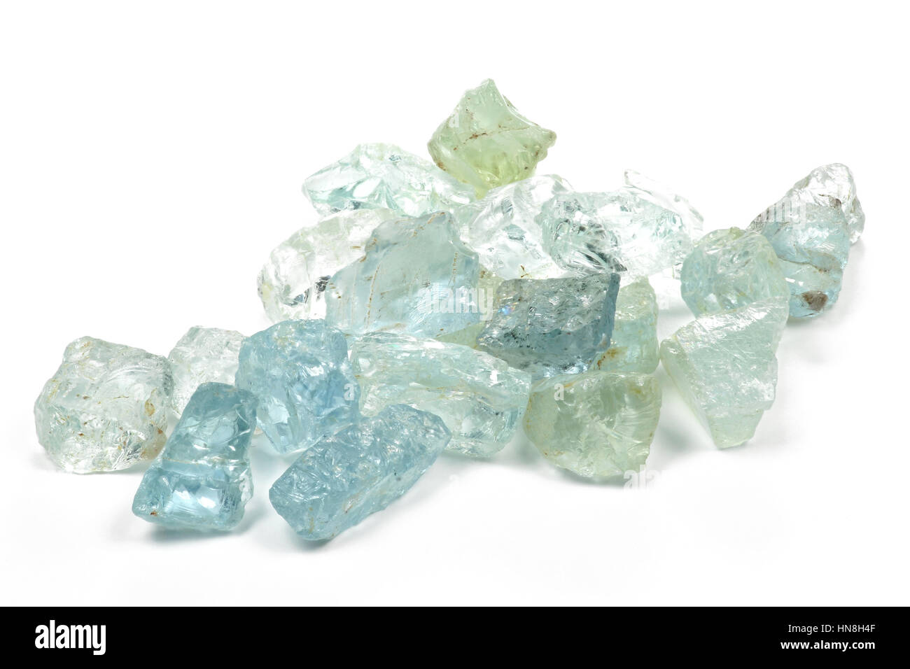 aquamarine crystals isolated on white background Stock Photo - Alamy