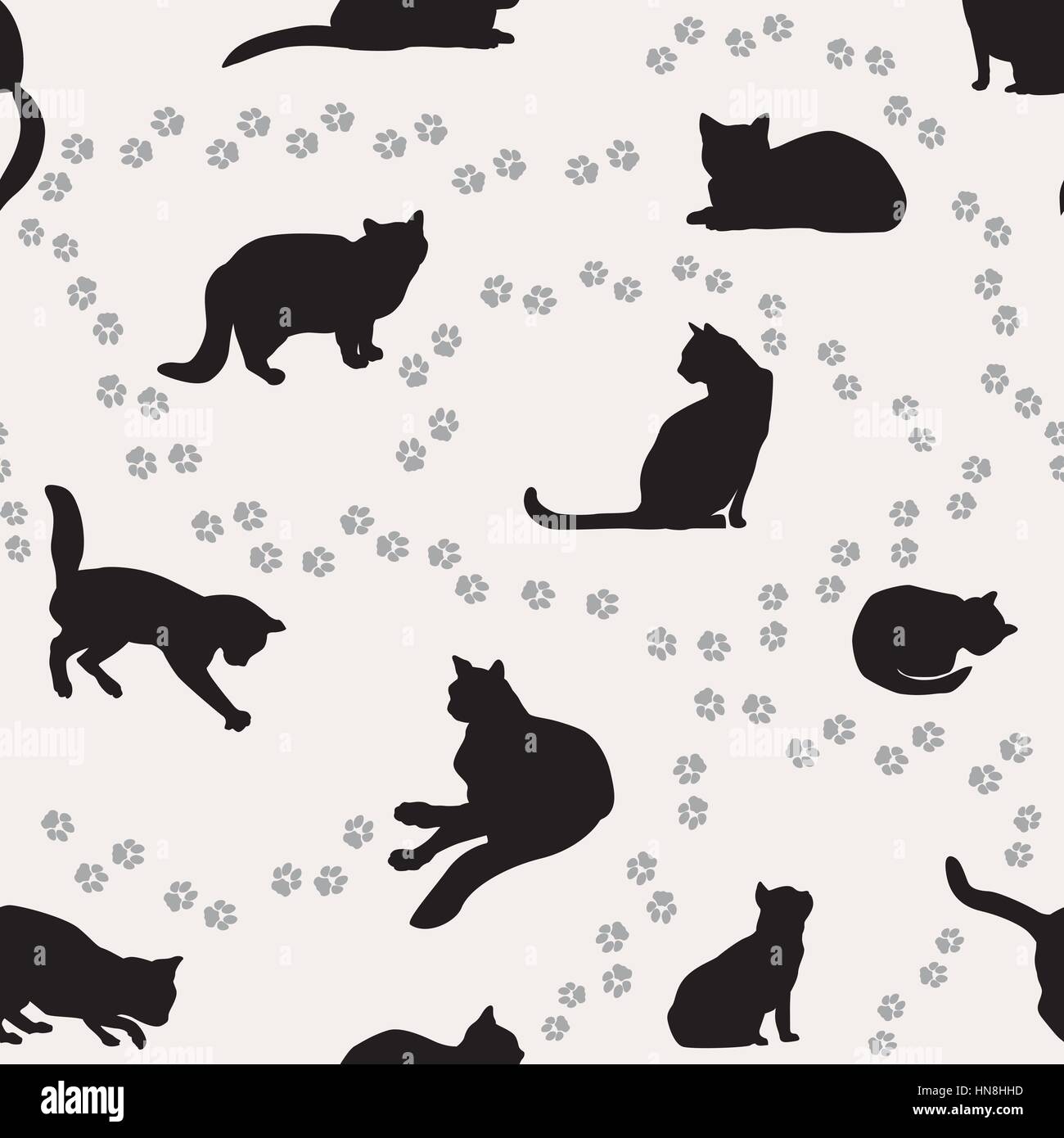 Cat seamless pattern. Pets vector background. Stock Vector