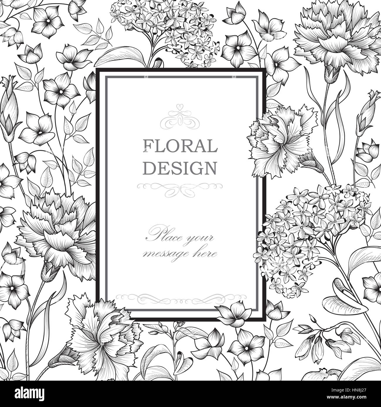 Floral Border Black and White Stock Photos & Images - Alamy