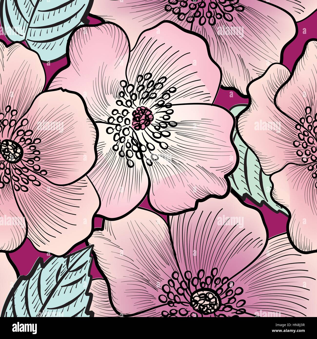 Floral seamless pattern. Flower background. Floral seamless texture with flowers. Stock Vector
