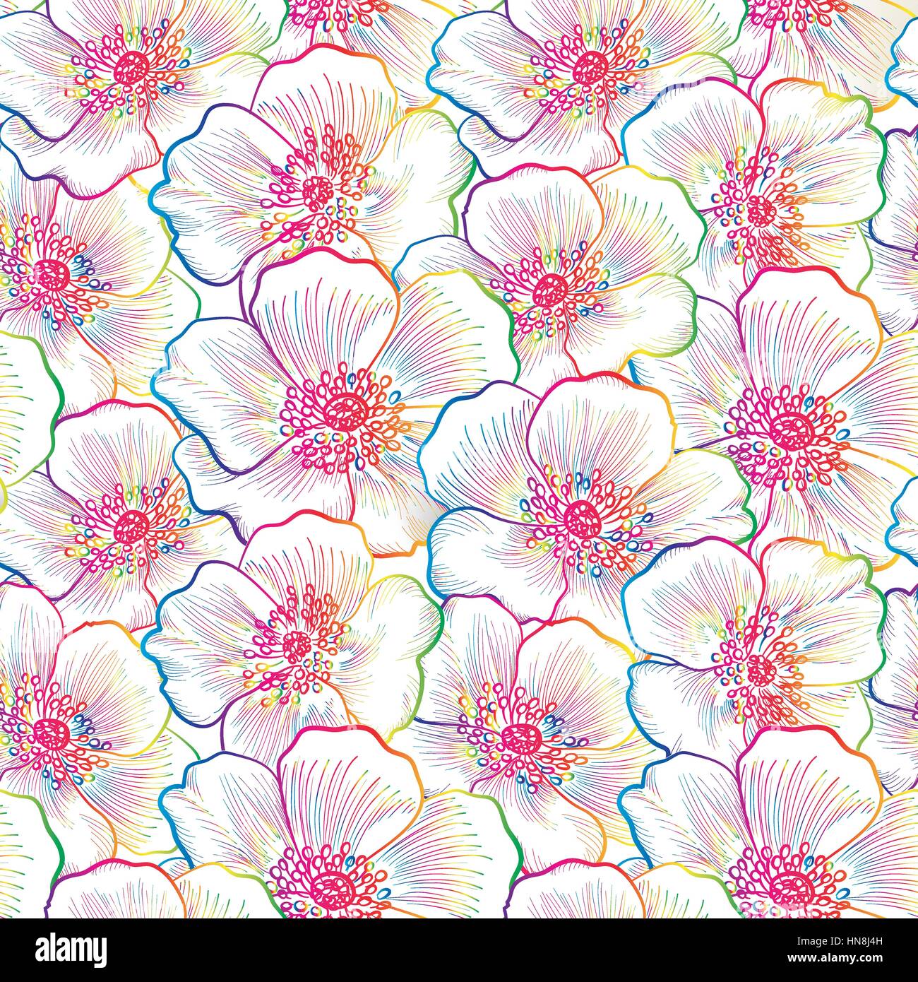 Floral seamless pattern. Flower rose background. Floral seamless texture with flowers. Stock Vector