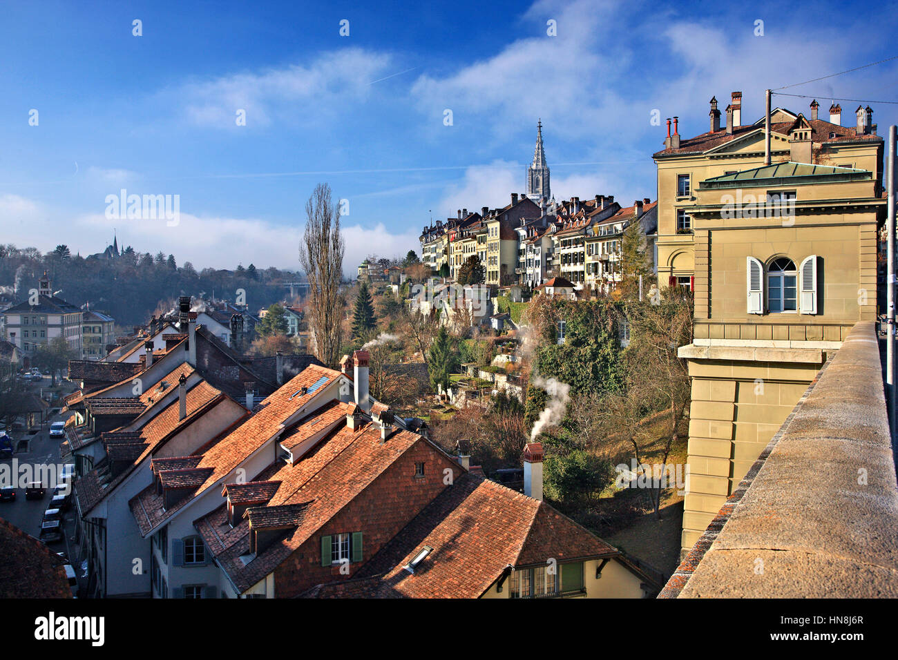 Partial view of the Old Town  ('Altstadt') of Bern, Switzerland. Stock Photo