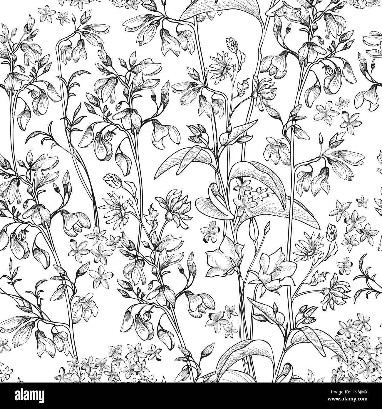 Floral seamless pattern. Flower background. Floral seamless texture with flowers. Stock Vector