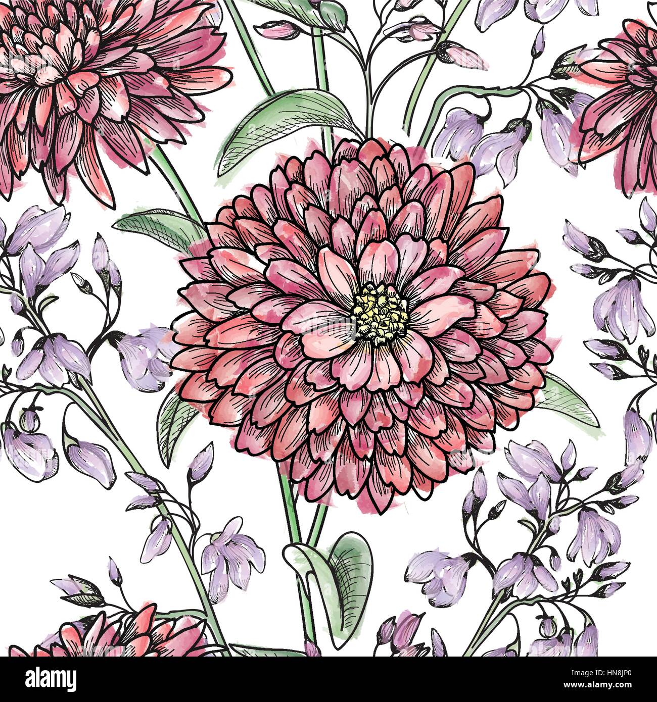 Etching And Watercolor Stock Vector Images - Alamy