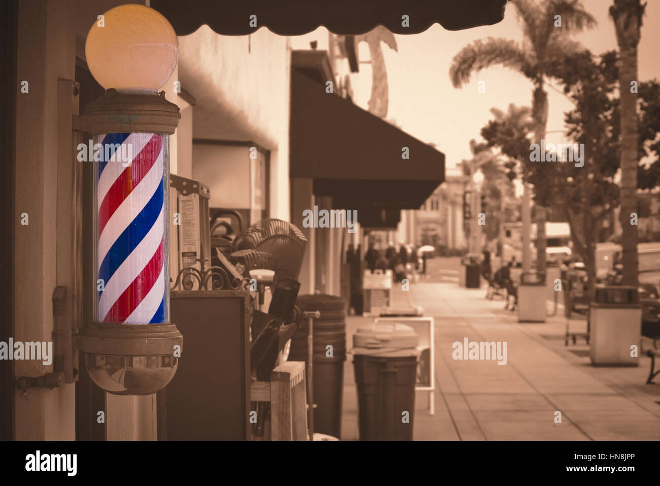 A southern California barber shop. Stock Photo