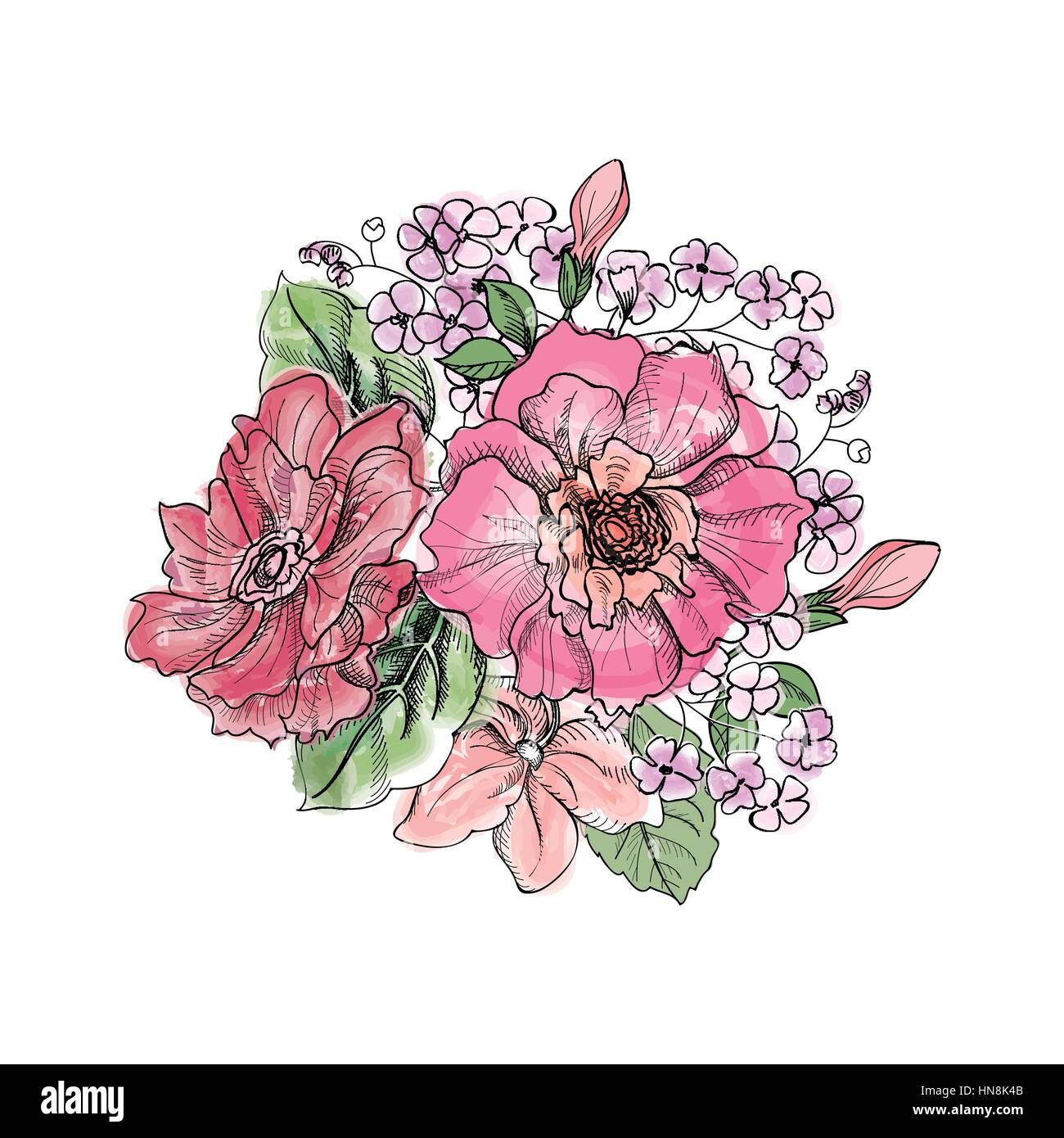 Flower bouquet. Floral watercolor frame Stock Vector Image & Art - Alamy