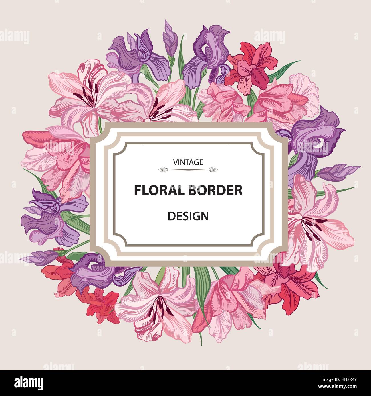 floral border. flower background. vintage flourish spring