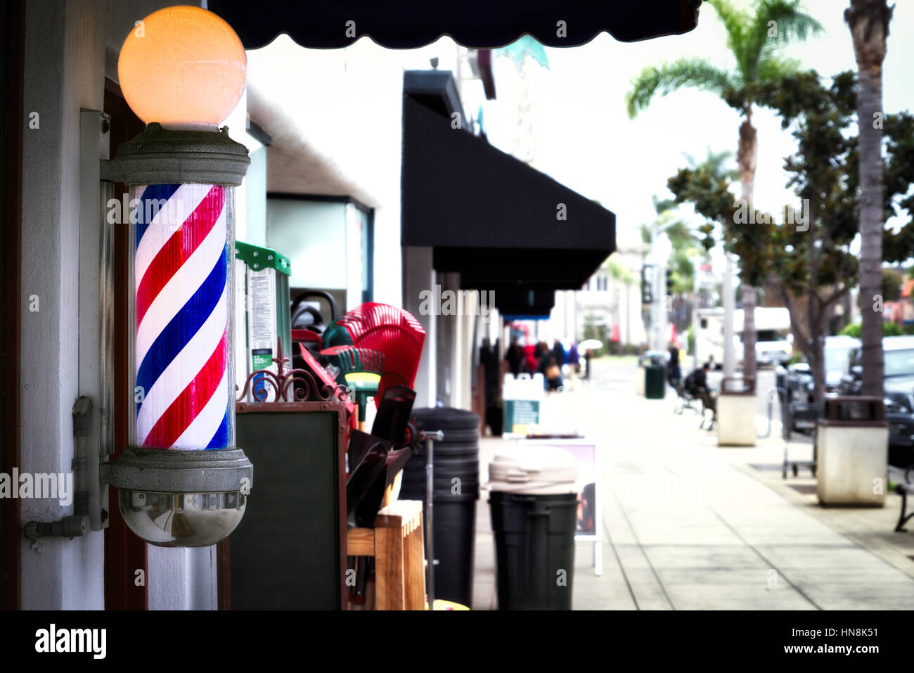 A southern California barber shop. Stock Photo