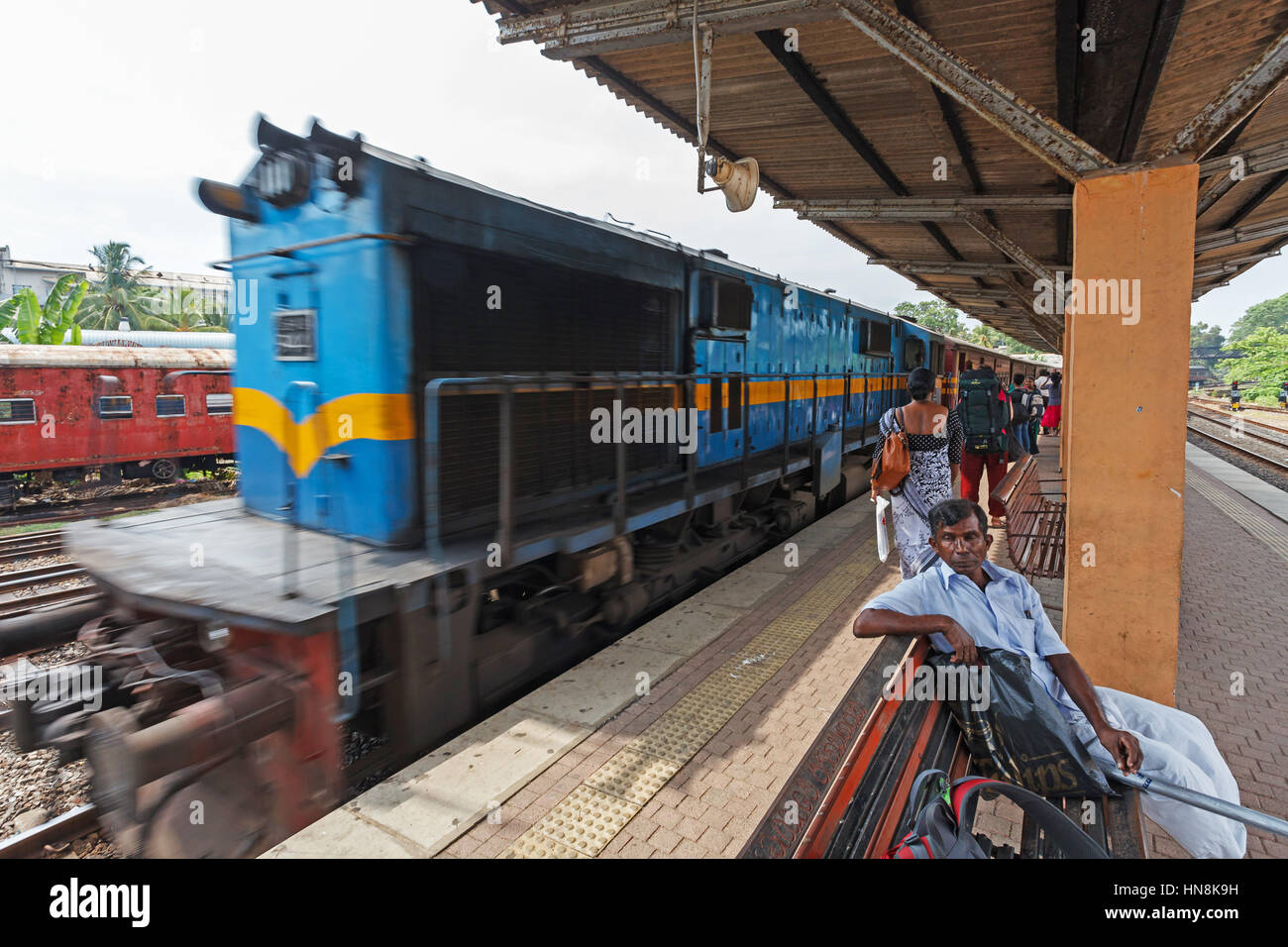 Galle, Sri Lanka, March 21 2016 railway station in Galle, train is a