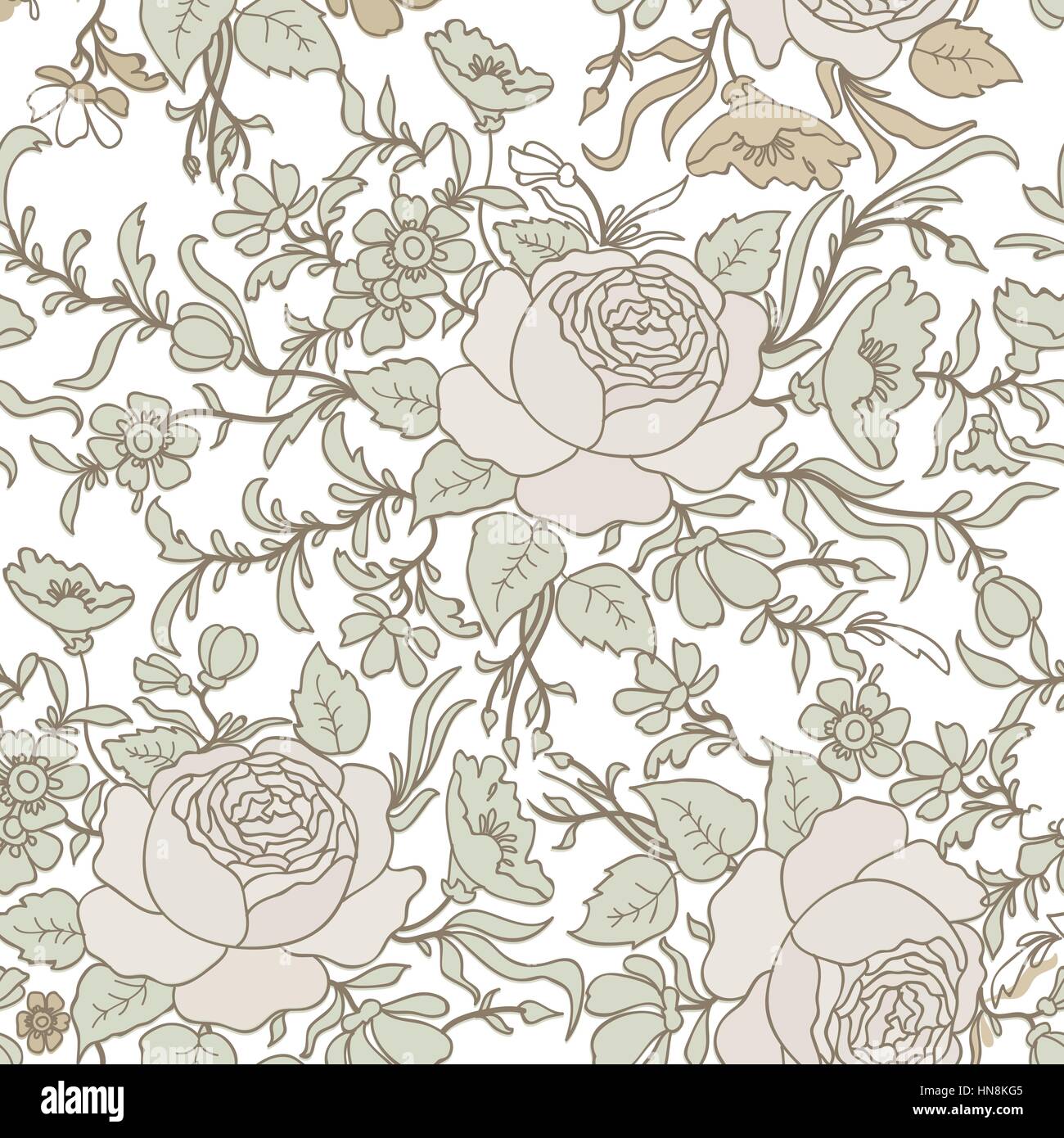 Floral seamless background. Decorative flower pattern. Floral seamless texture with leaves. Stock Vector