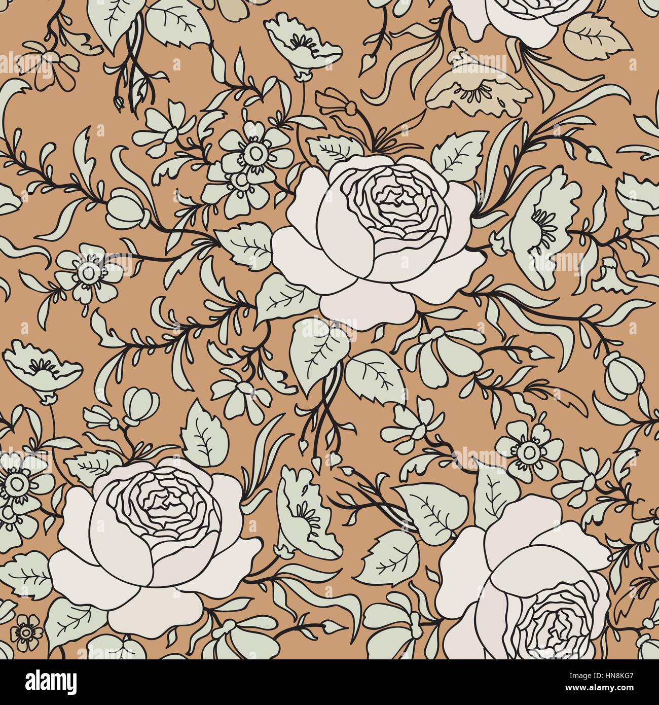 Floral seamless background. Decorative flower pattern. Floral seamless texture with leaves. Stock Vector