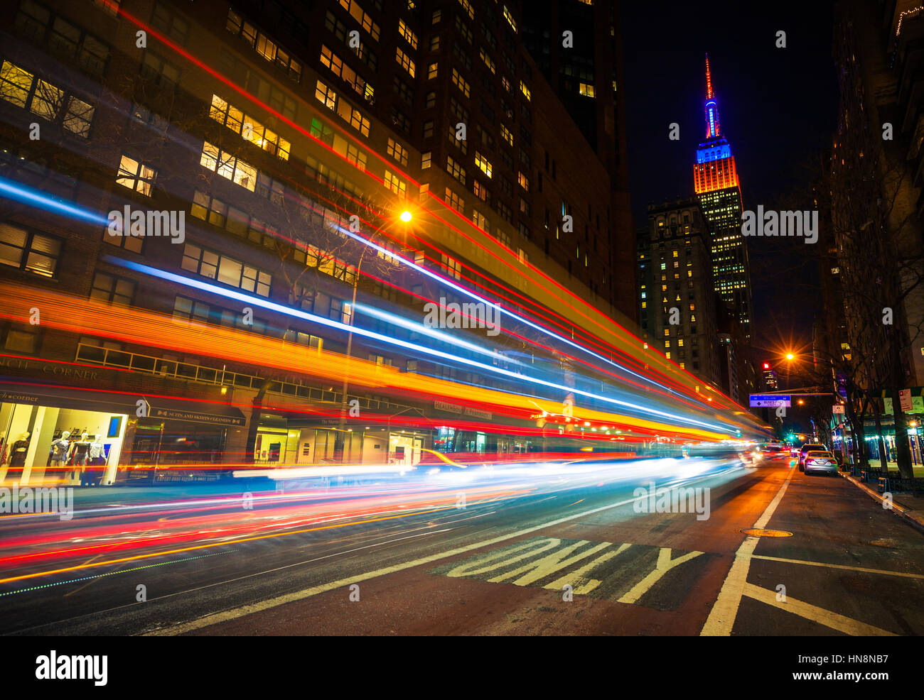 Empire State Building by night,  New York Stock Photo