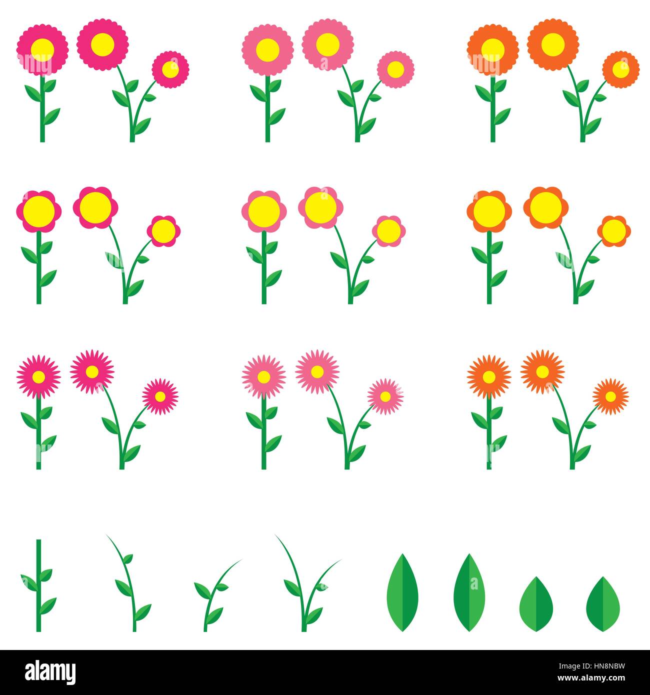 Colorful flower and leaves on white background Stock Vector Image & Art ...