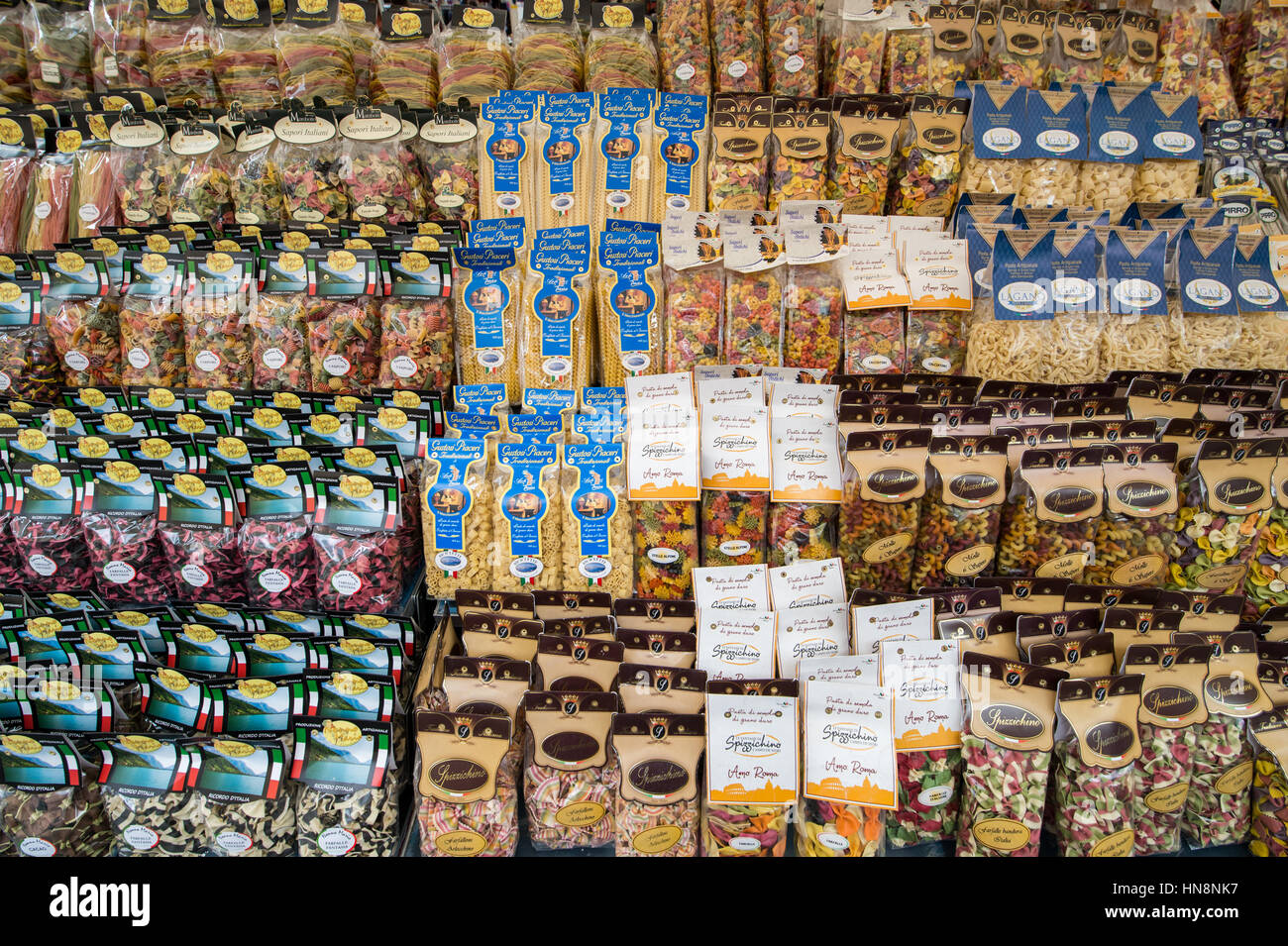 Rome, Italy- Bags of pasta for sale in Campo de' Fiori, the largest and  oldest outdoor market in Rome. It is located south of Piazza Navona Stock  Photo - Alamy