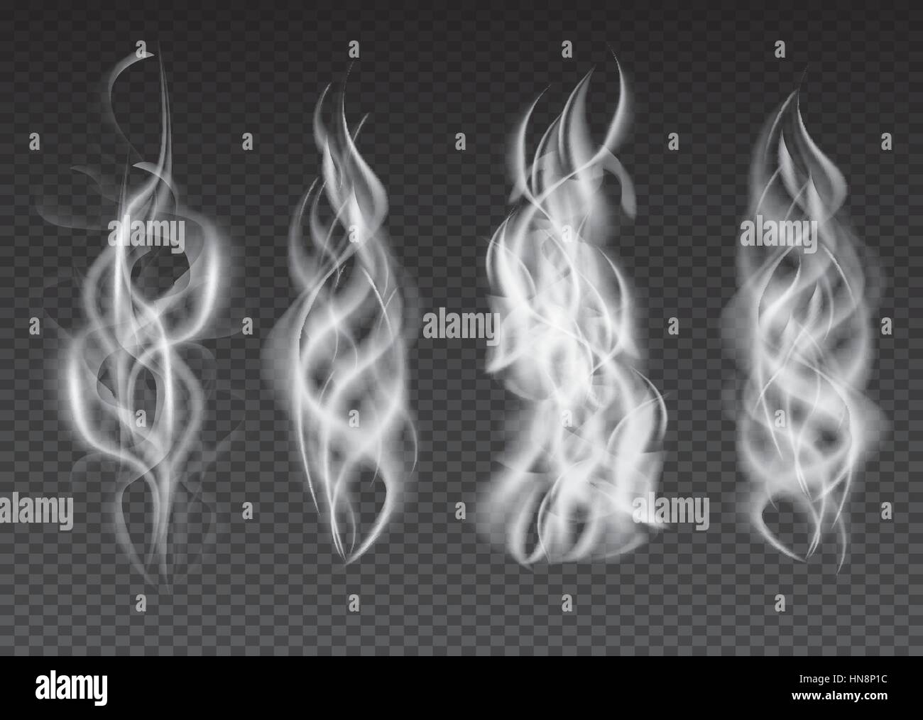 Smoke Set Isolated on Transparent Background. Vector Illustration Stock ...