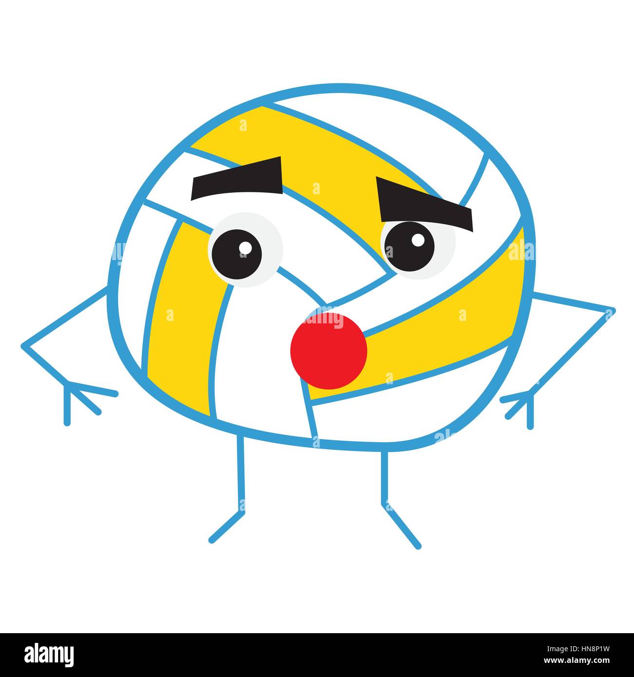 Cute Volleyball Ball Cartoon Character. Vector Illustration. Stock Vector