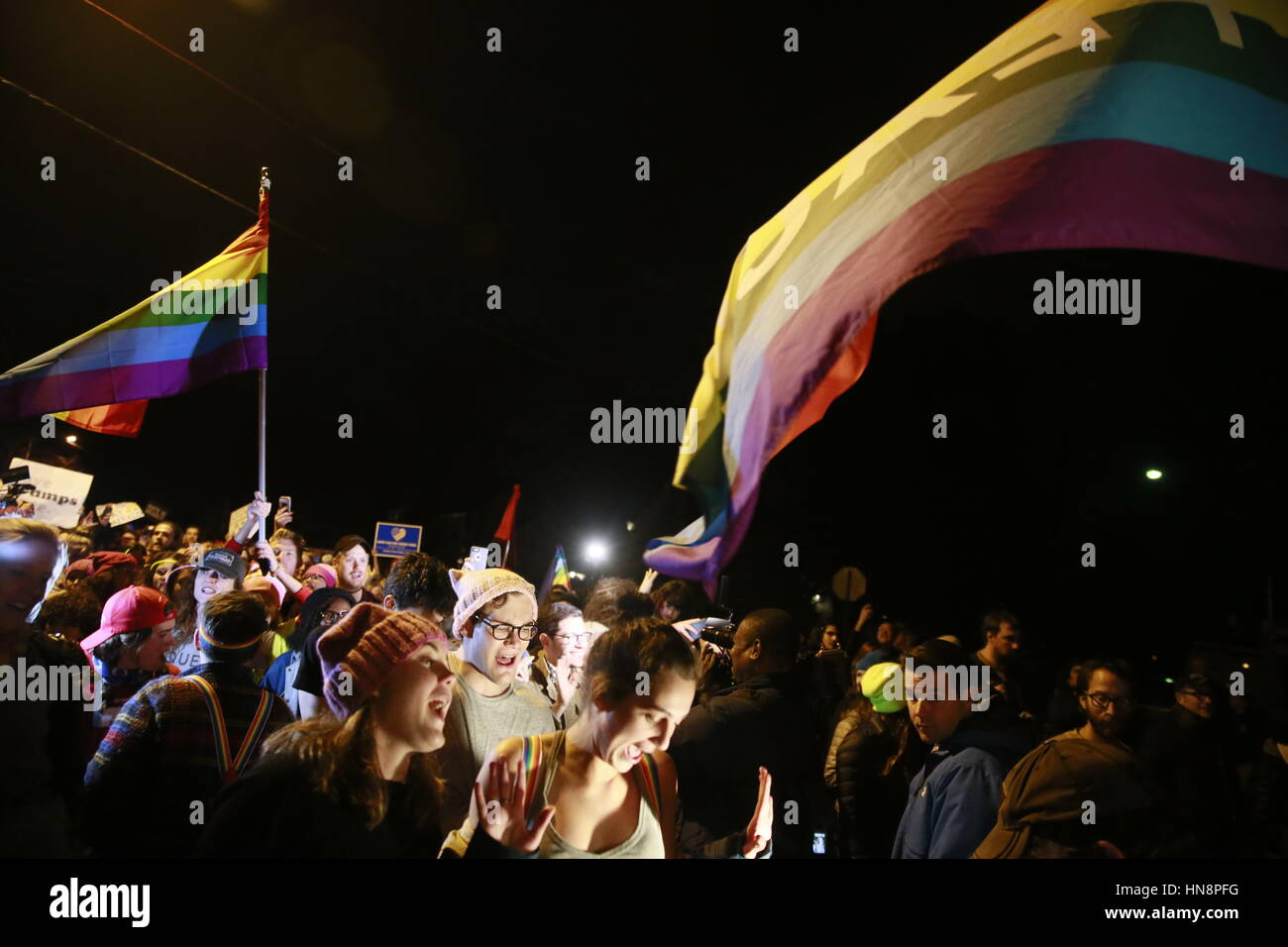 Members of the LGBTQ commuity and allies march to United States Vice