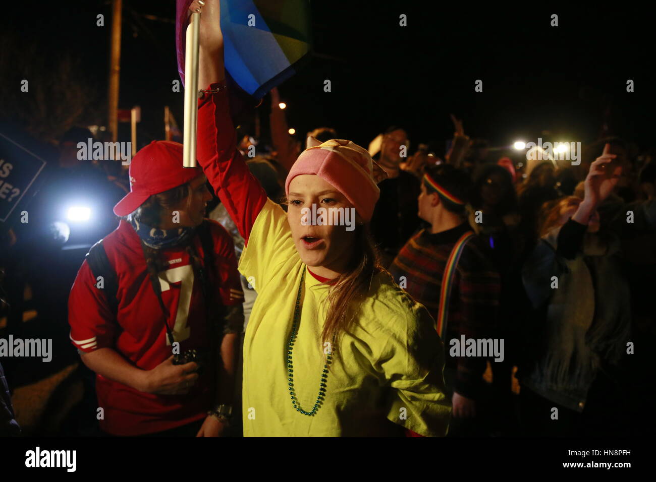 Members of the LGBTQ commuity and allies march to United States Vice