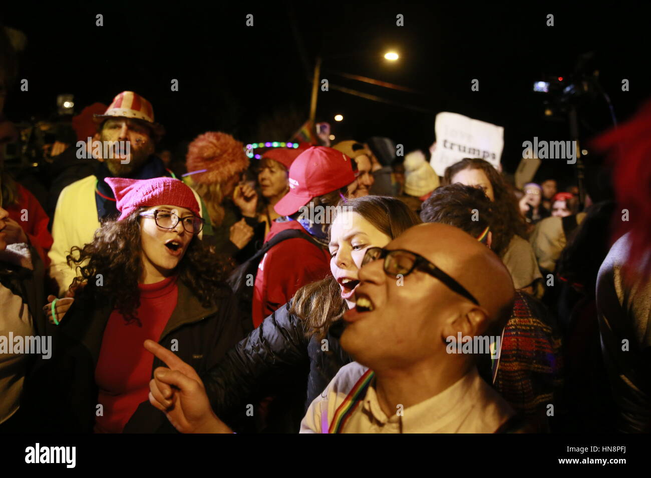 Members of the LGBTQ commuity and allies march to United States Vice