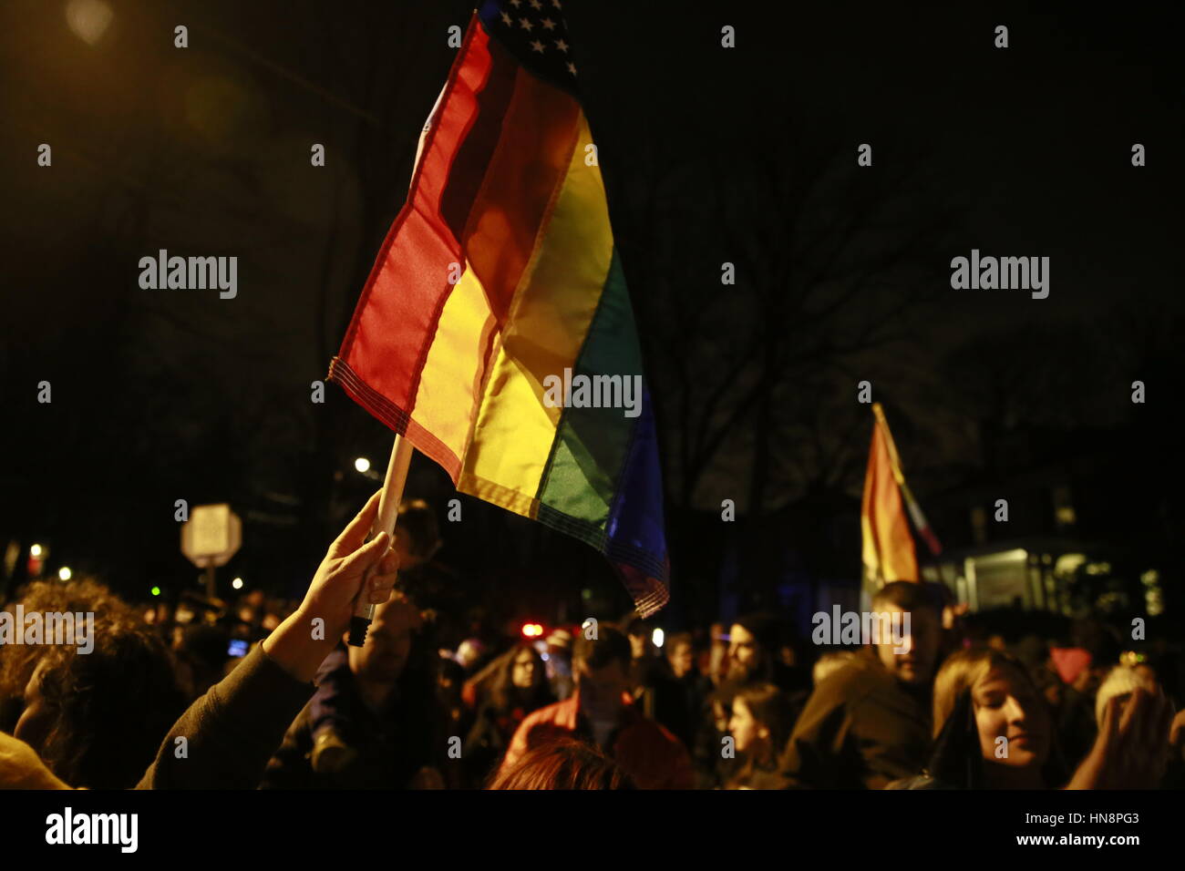 Members of the LGBTQ commuity and allies march to United States Vice