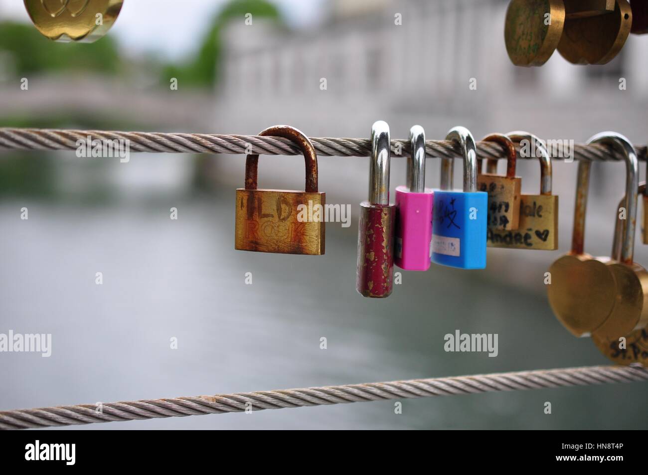 Locks on bridge in ljubljana Stock Photo Alamy