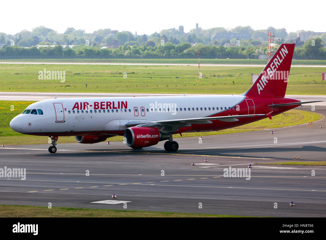 Air Berlin Airbus after landing on DUS Airport Stock Photo