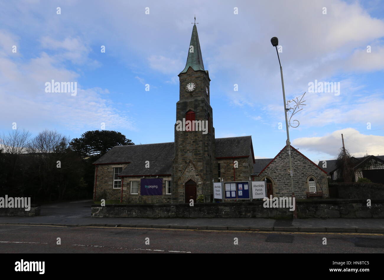 Aberfeldy Parish Church Aberfeldy Perthshire Scotland February 2017 Stock Photo