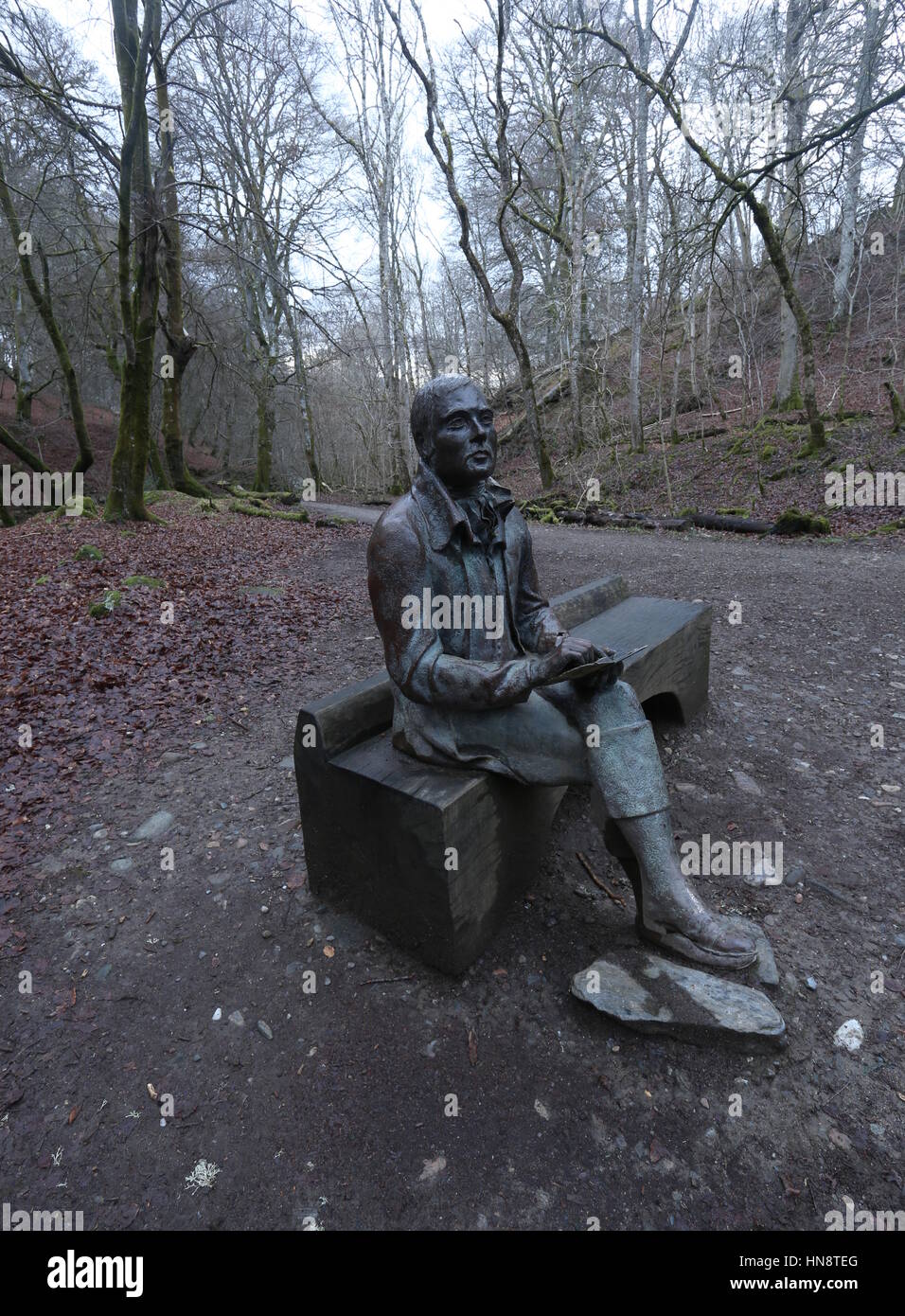 Robert Burns statue in Moness Glen near Aberfeldy Scotland  February 2017 Stock Photo