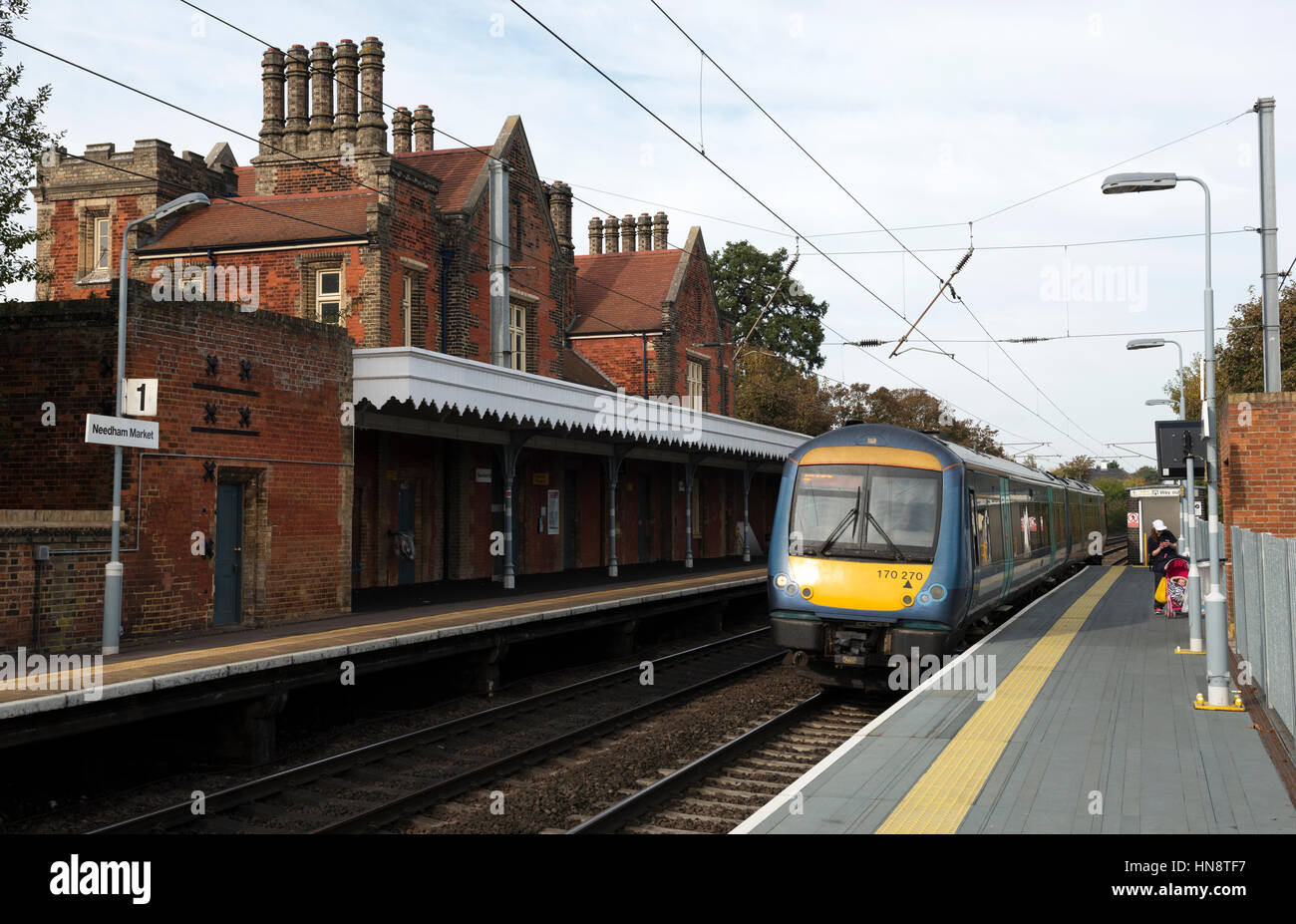 Needham Market railway station on the Norwich to London mainline, Suffolk, England. Stock Photo