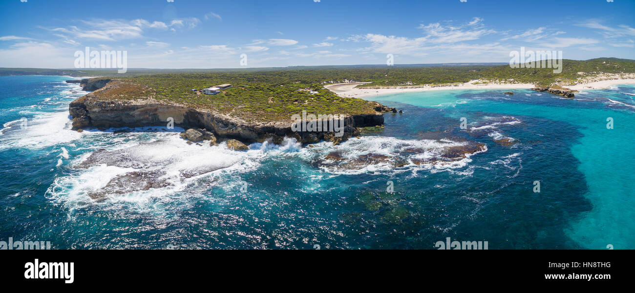 Hanson Bay coastline aerial panorama. Kangaroo Island, South Australia Stock Photo