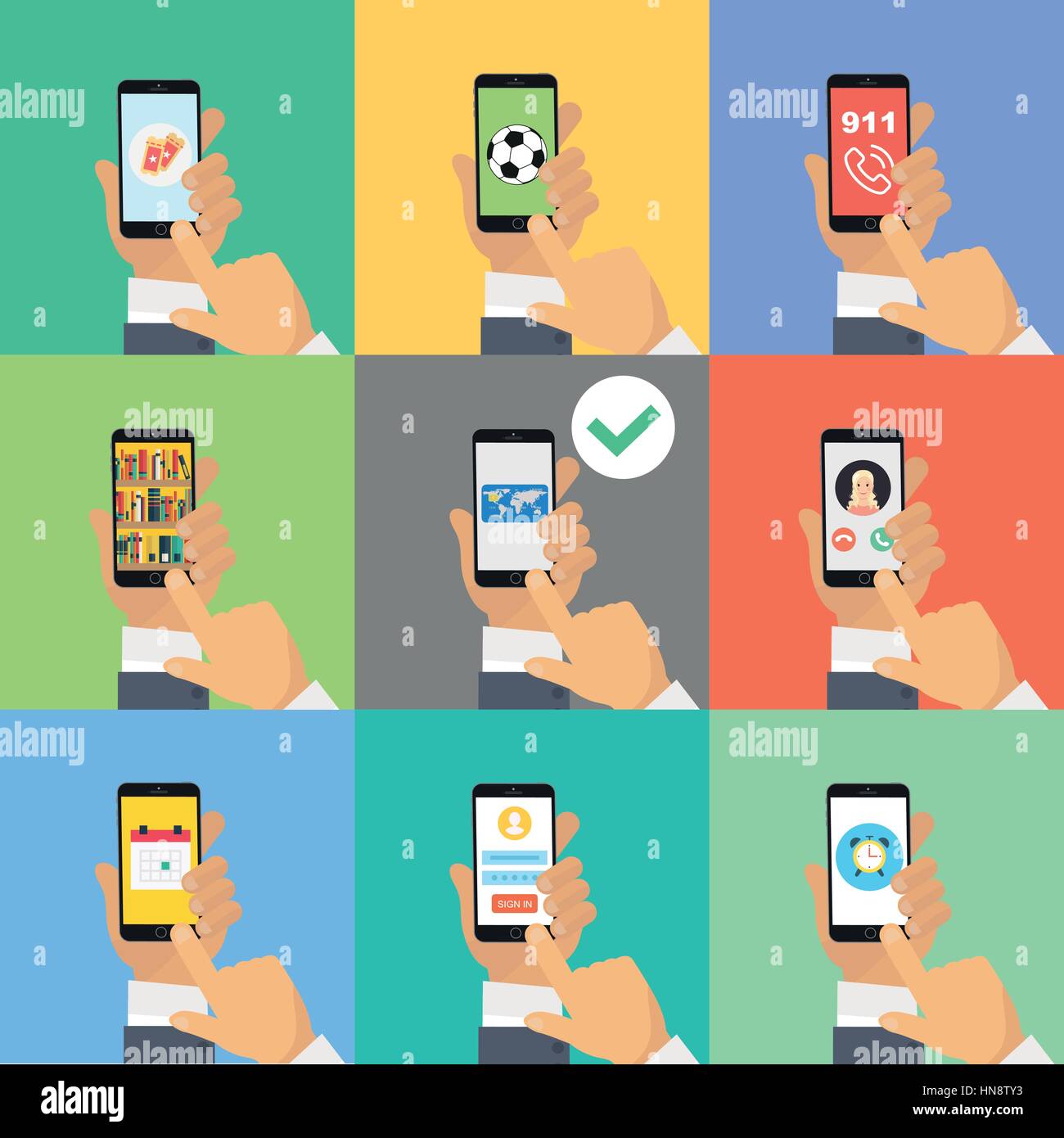 Set business man hand holding a smartphone Stock Vector Image & Art - Alamy