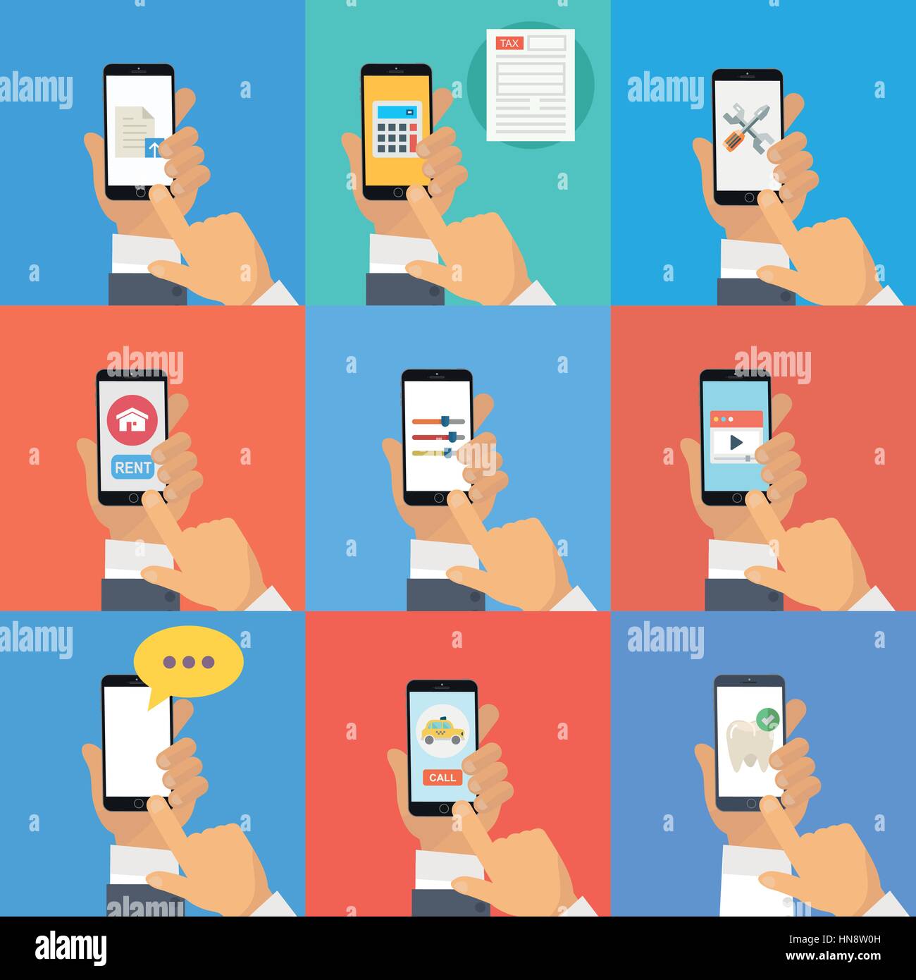 Set business man hand holding a smartphone Stock Vector Image & Art - Alamy