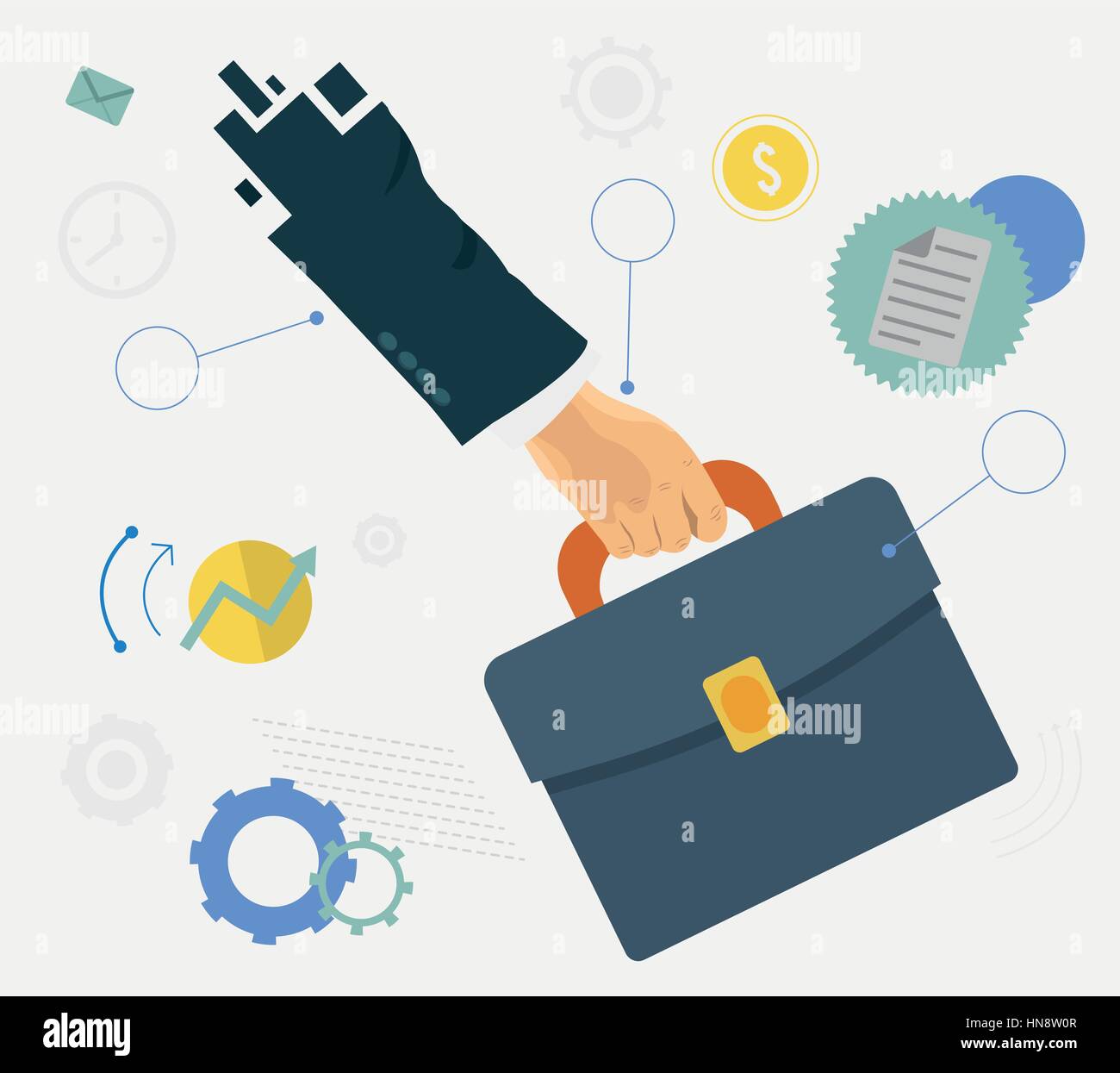 Hand holding briefcase with icons Stock Vector Image & Art - Alamy