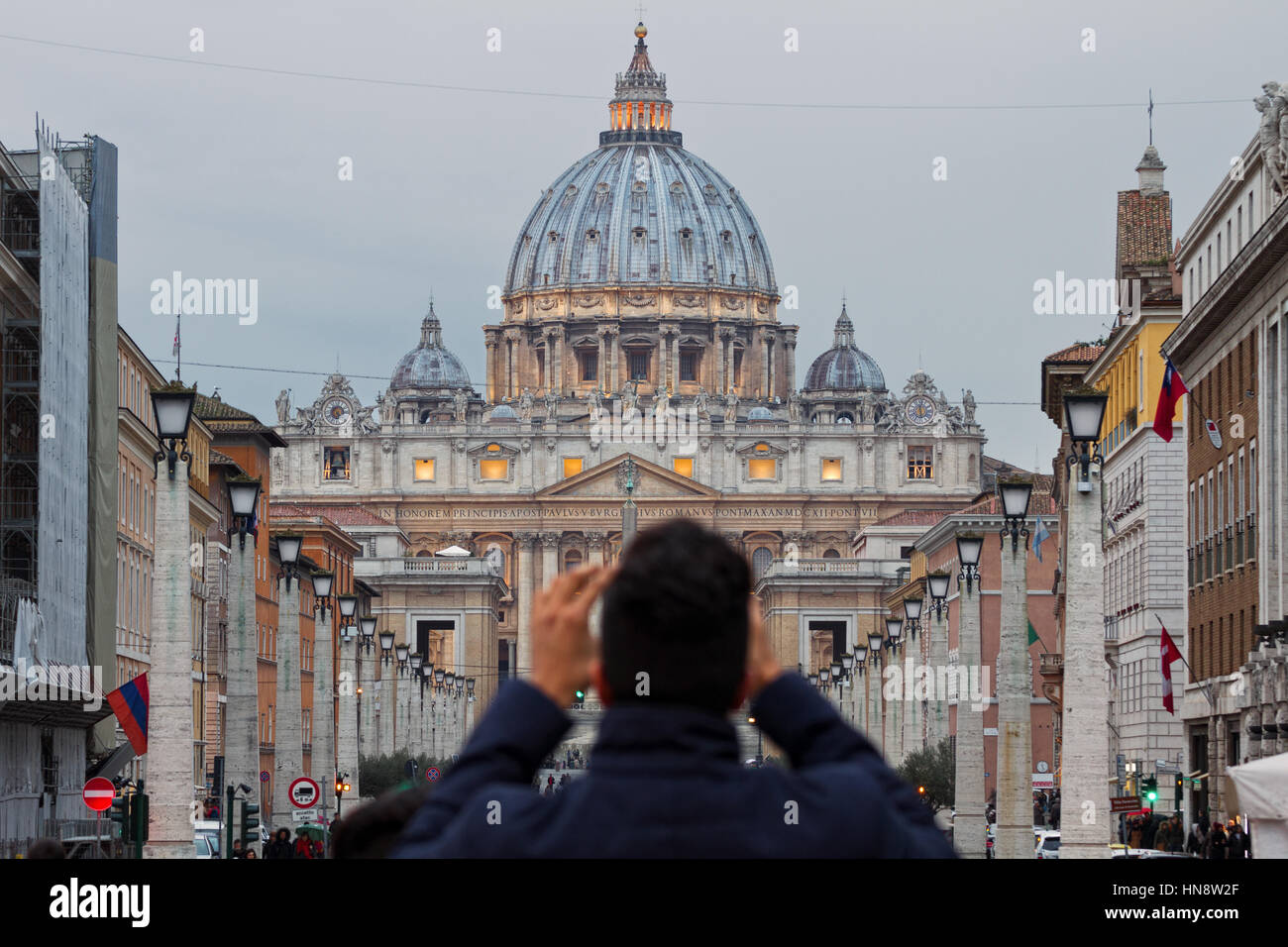 Taking a picture of St Peter's Basilica Stock Photo