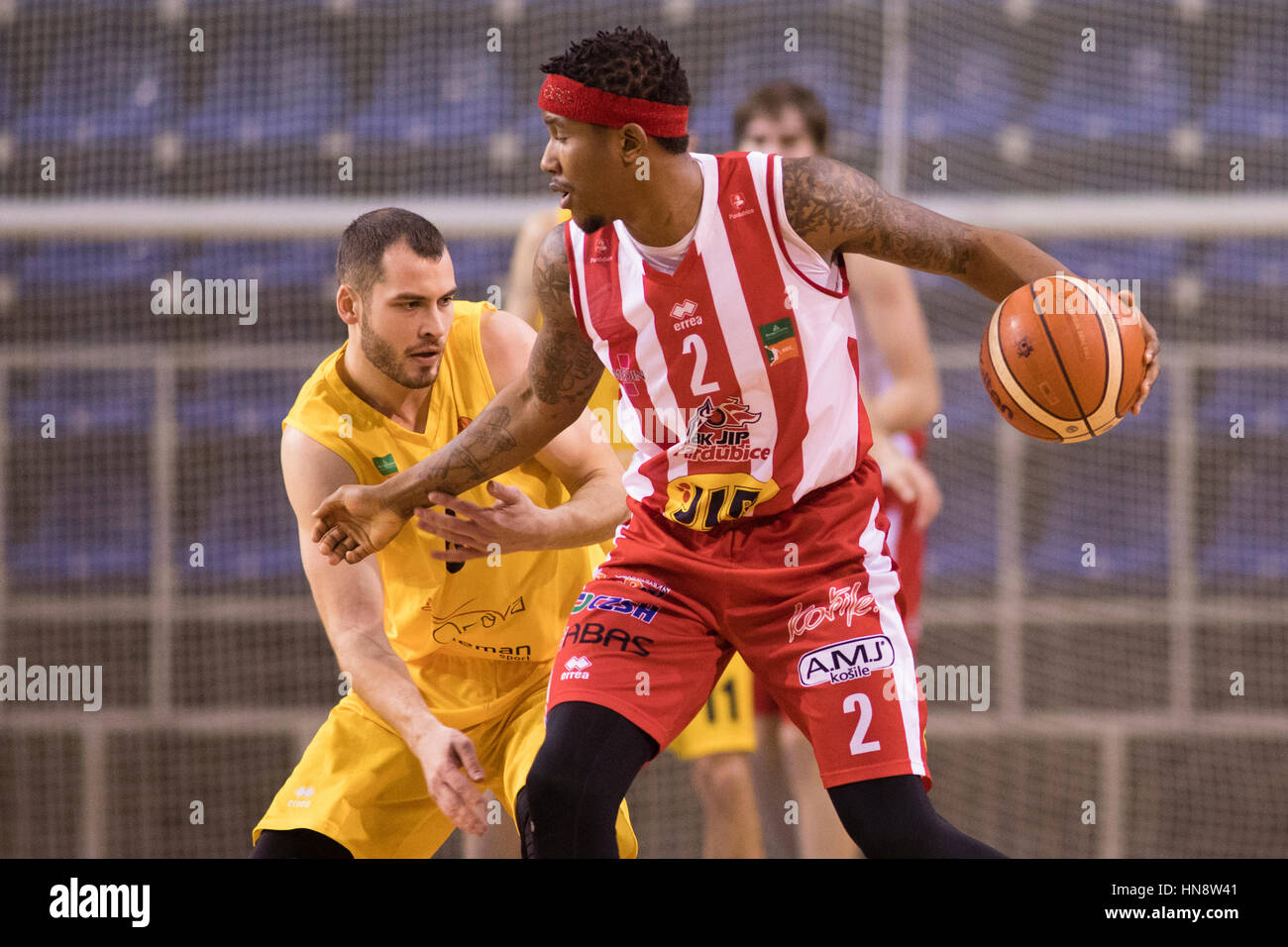 Radim Klecka, Dominez Burnett, basketball, Kooperativa NBL, 2016/2017, 22nd  round, BK Opava, BK JIP Pardubice Stock Photo - Alamy