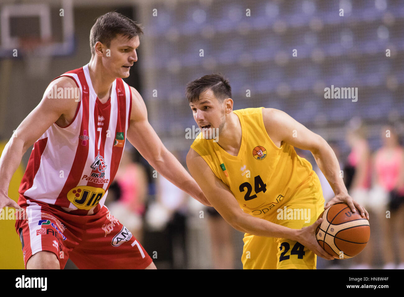 Radek Necas, Jakub Sirina, basketball, Kooperativa NBL, 2016/2017, 22nd  round, BK Opava, BK JIP Pardubice Stock Photo - Alamy