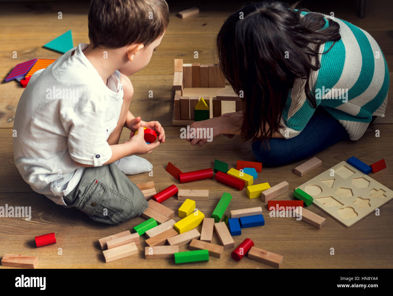 Little Children Playing Toy Blocks Stock Photo - Alamy