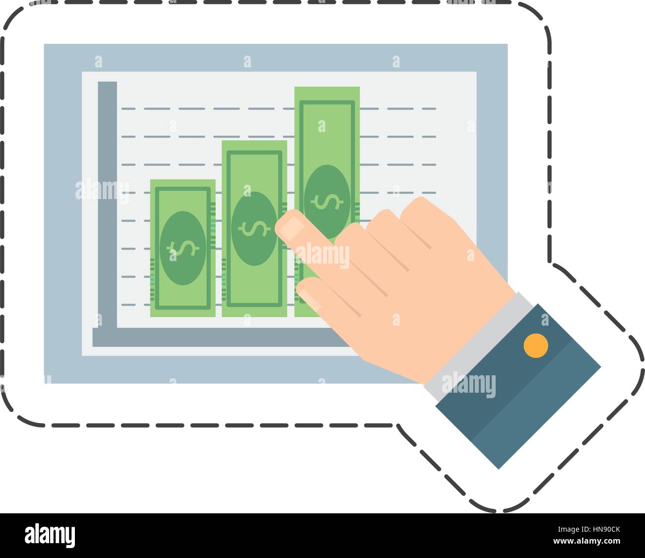 smartphone business with hand icon, vector illustration image Stock ...
