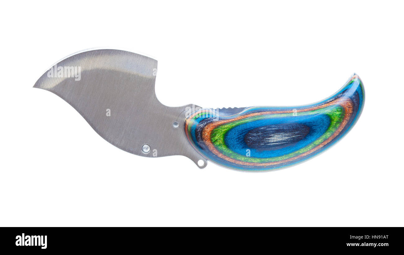Side view of an ulu style folding knife on white Stock Photo Alamy
