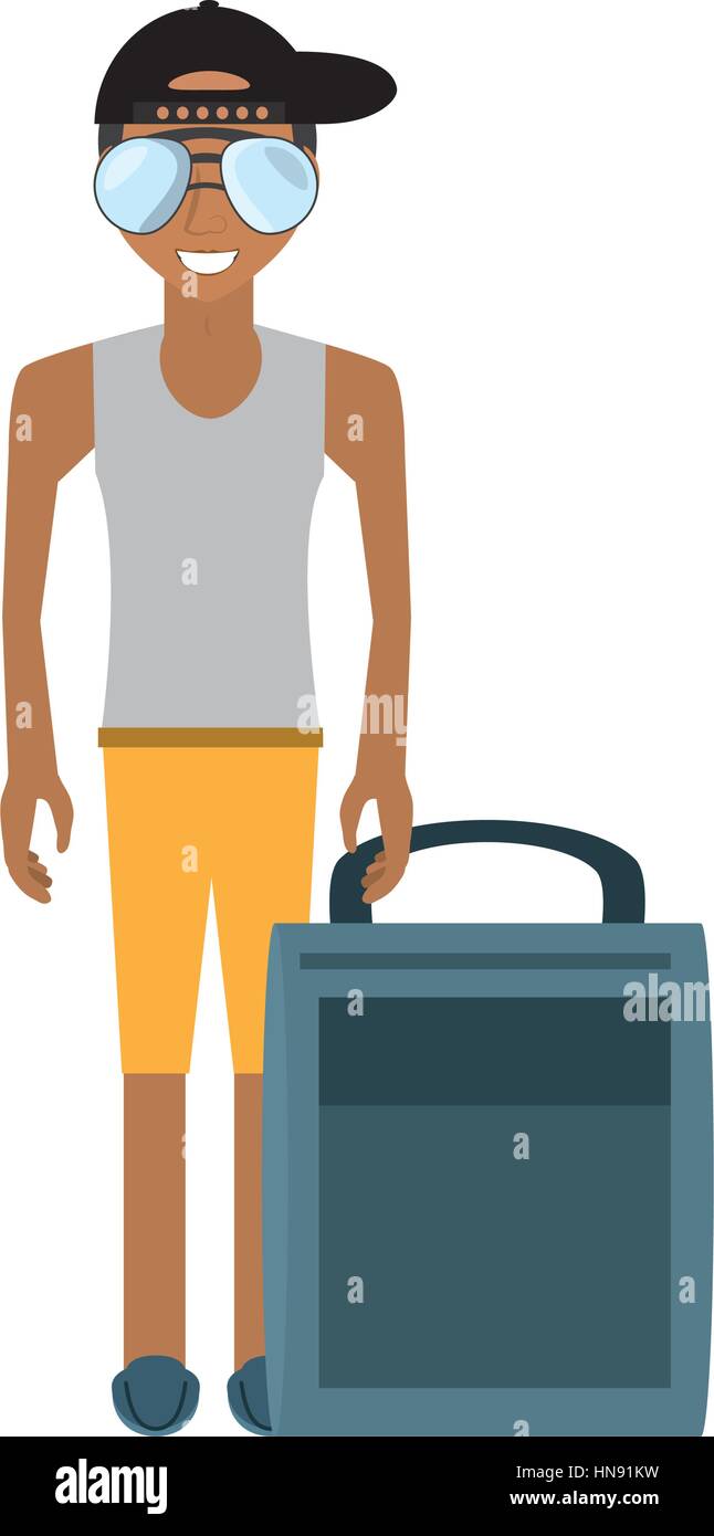 man with travel bag icon, vector illustration image Stock Vector Image ...