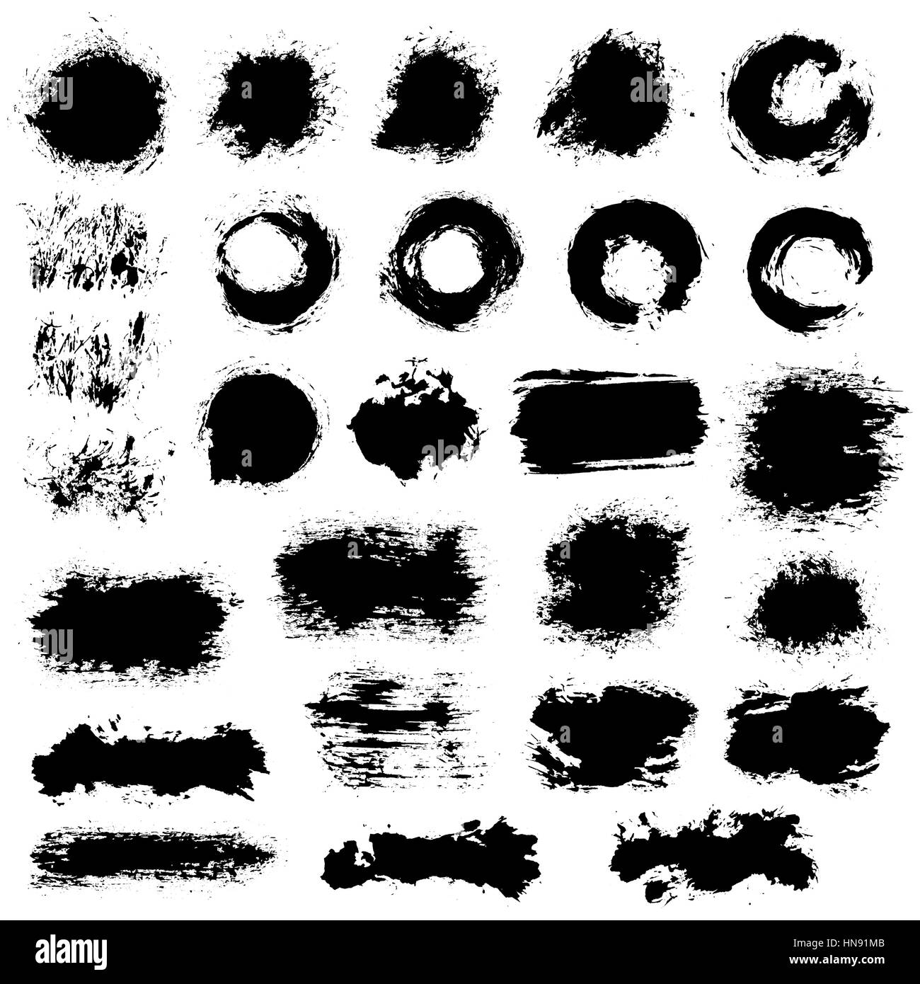 Grunge Paint Vector Painted Brush Strokes Round Text Box Set Stock Vector Image Art Alamy