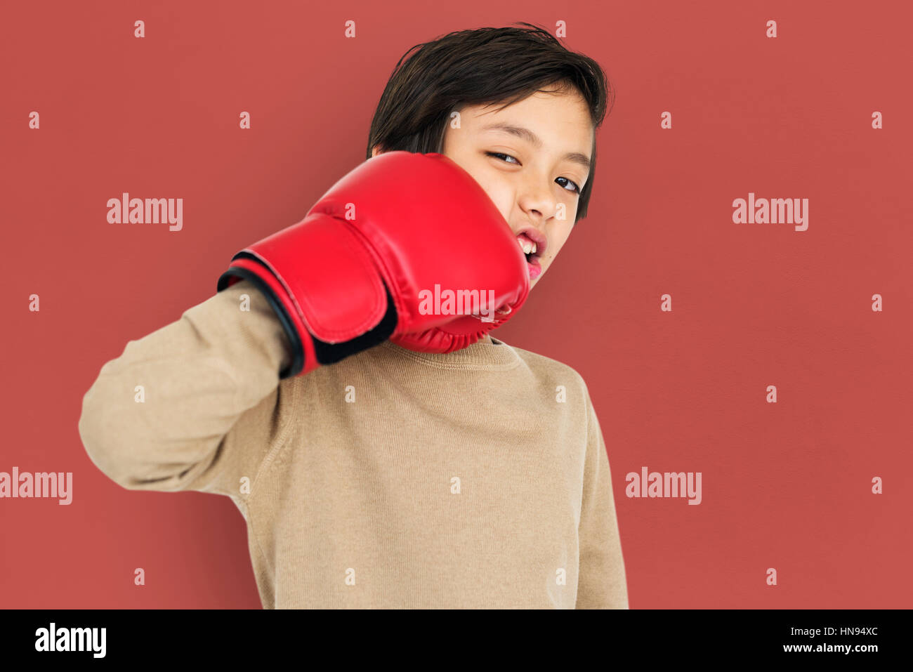 Little Boy Boxing Gloves Concept Stock Photo Alamy