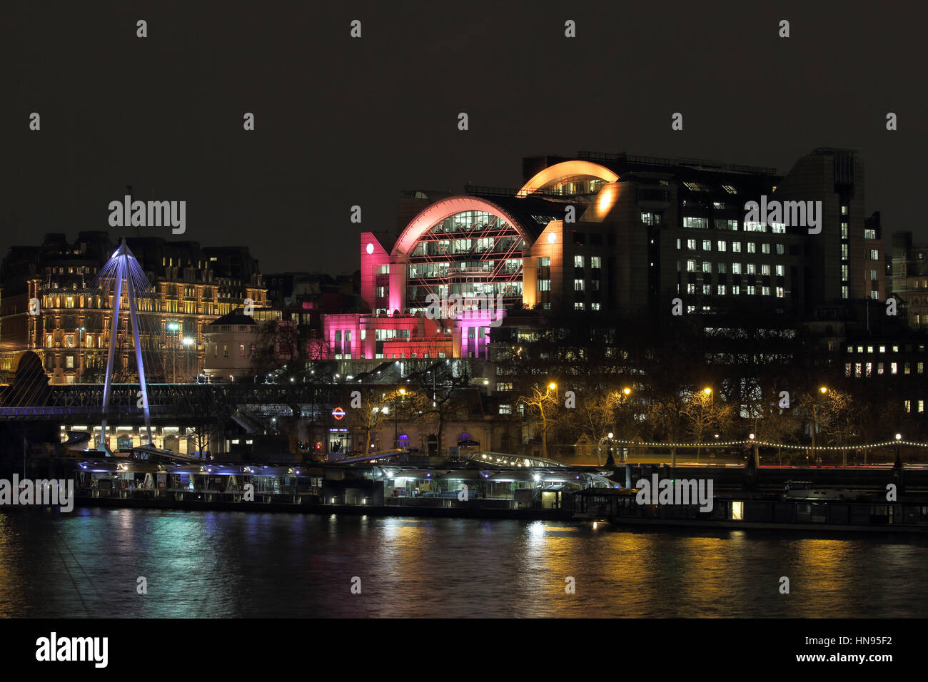 Charing Cross Station London At Night Stock Photo 133582262