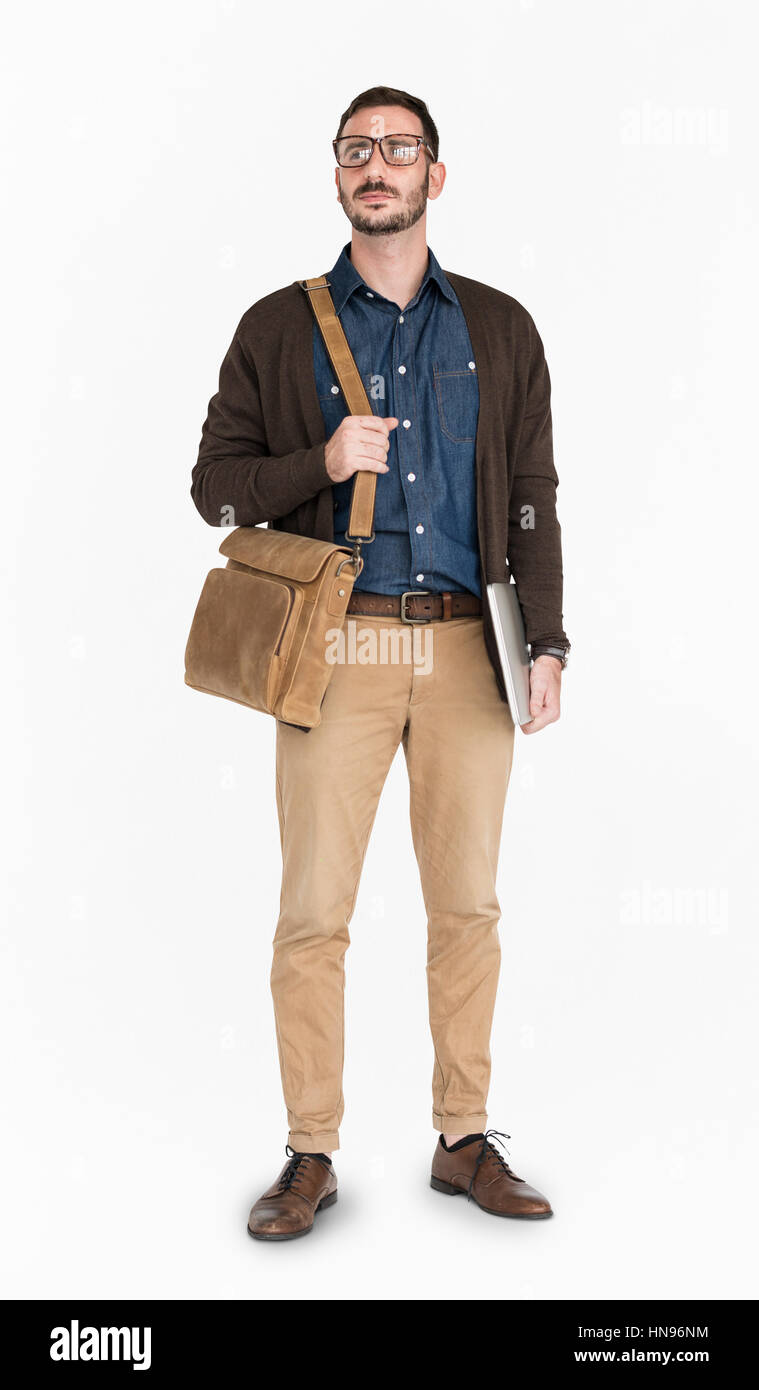 Man with messenger bag Cut Out Stock Images & Pictures - Alamy
