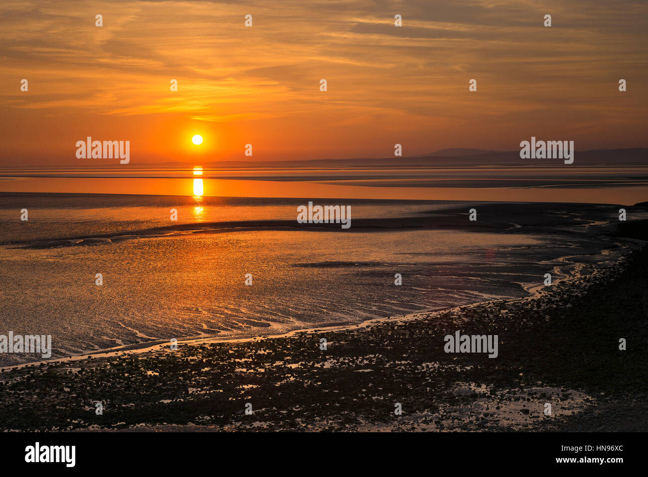 Sunset over 'Morecambe Bay' in Lancashire England UK Stock Photo